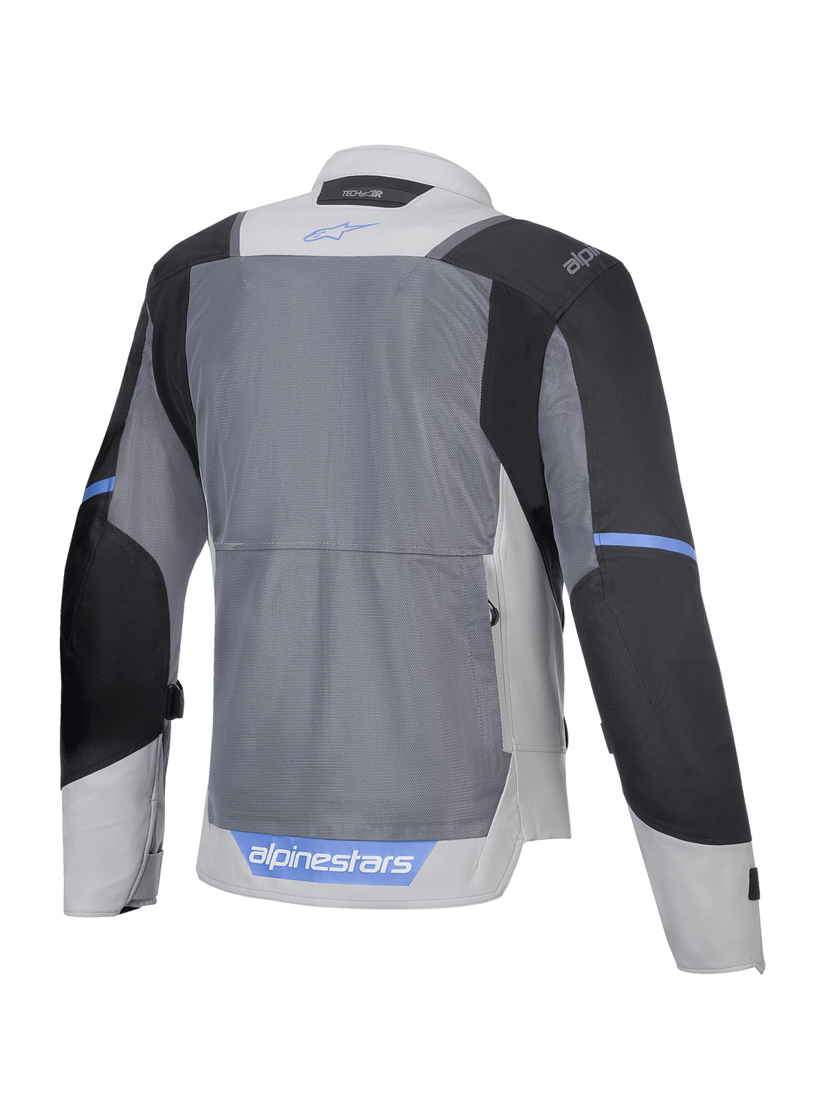 Alpinestars ST-2 Air Jacka, motorcykel touringjacka, bakvy som visar andningsbara meshpaneler, isgrå, mörkgrå och svart, CE-certifierad, Tech-Air-förberedd