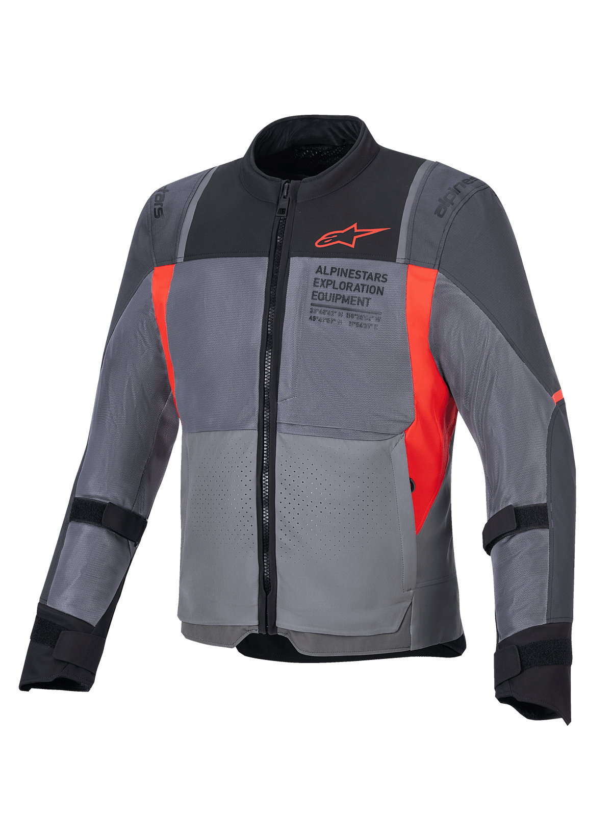 Alpinestars ST-2 Air jacka, grå och röd touringjacka i textil med meshpaneler för luftflöde och CE-certifierade skydd.