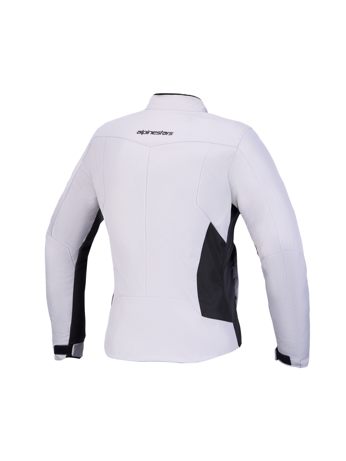 Alpinestars Stella C-1 Waterproof Jacket, Women's urban motorcycle jacket in Ice Gray Black, rear view showing ergonomic 3D back construction and Alpinestars branding, CE Certified Class A