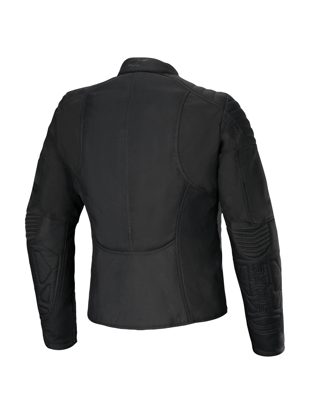 Alpinestars Isla WR Women's Jacket, Back View, Black, Slim fit urban motorcycle jacket with quilted shoulder and forearm details, matte finish water-repellent fabric, tailored feminine design with an elongated back profile for riding comfort