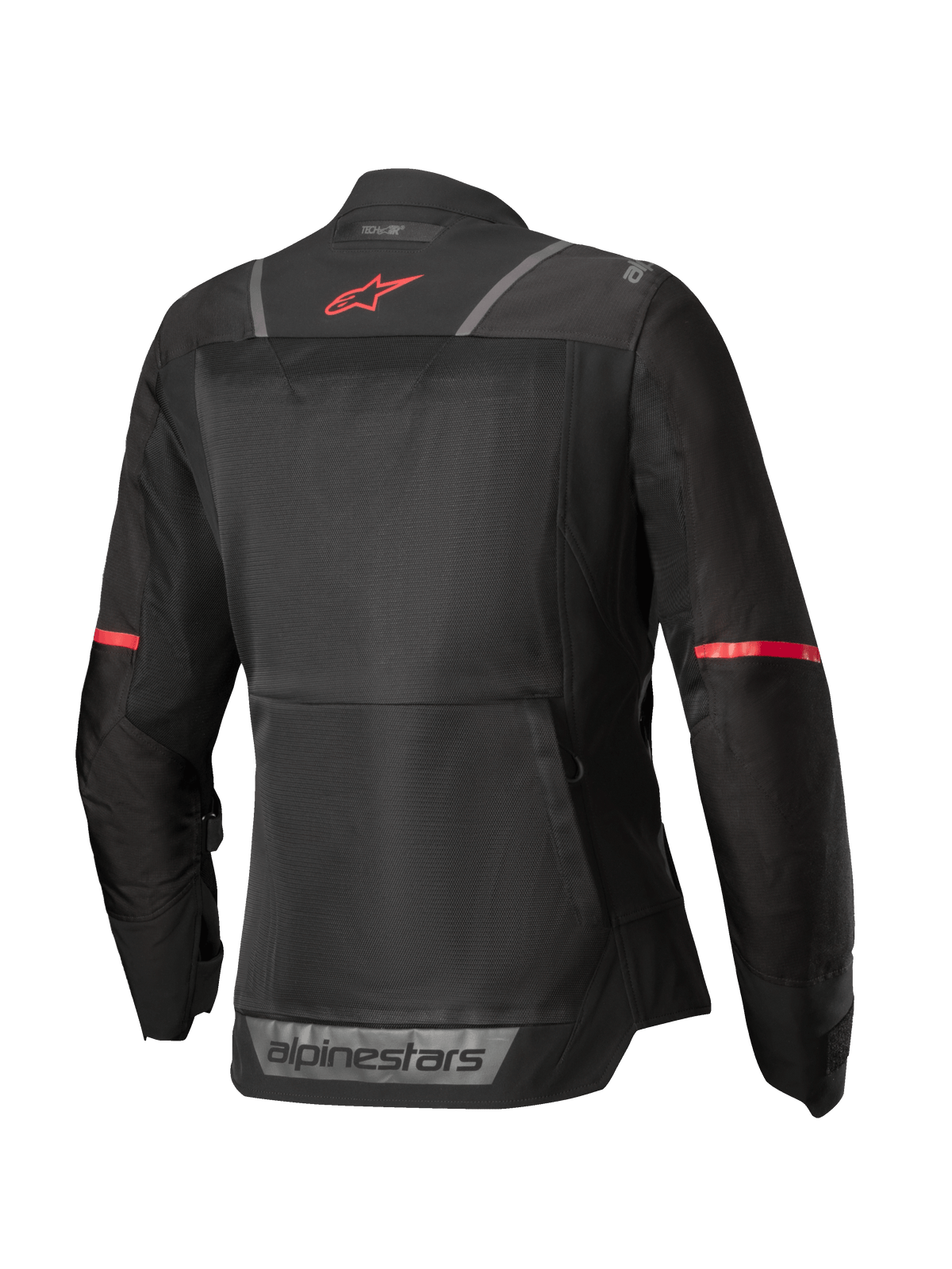 Alpinestars Stella ST-2 Air Jacka, damtouringmotorcykeljacka, baksida i svart med röda detaljer och reflexdetaljer, CE-certifierad meshkonstruktion