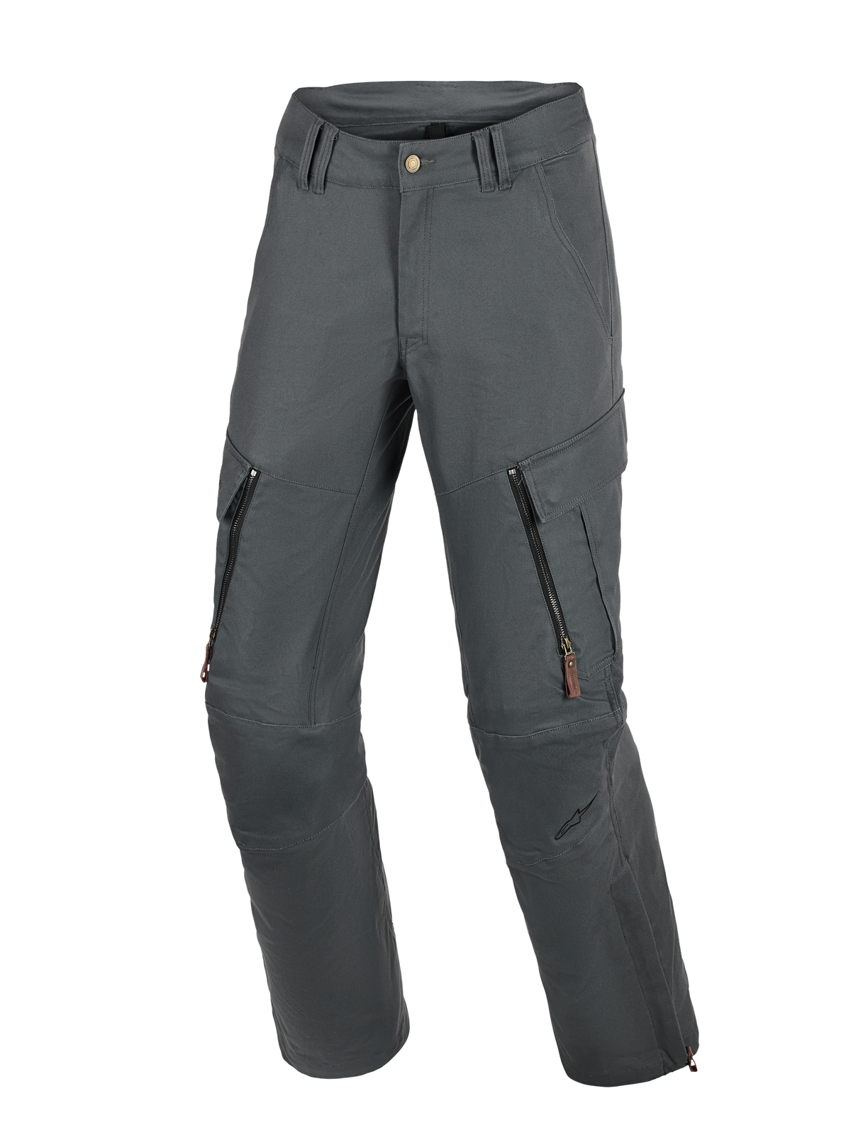 Alpinestars Borrego Drystar® byxor, MC-äventyrsbyxor, antracitgrå, med utseende av vaxad canvas, lårventiler med dragkedja och cargofickor, hållbar textilkonstruktion med förstärkta knäpaneler