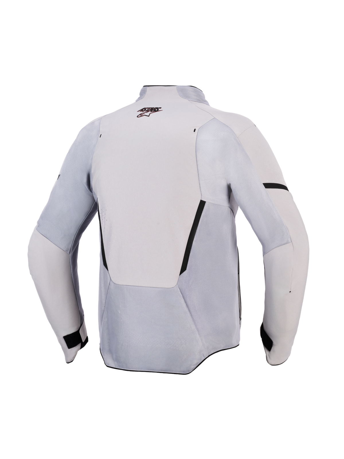 Alpinestars Aeroshell Airflow-jacka, motorcykeljacka, Mid Gray Anthracite, baksida med ventilationspaneler i mesh och laserperforeringar, lättviktig stretchtextil med sportskuren design för prestanda i varmt väder