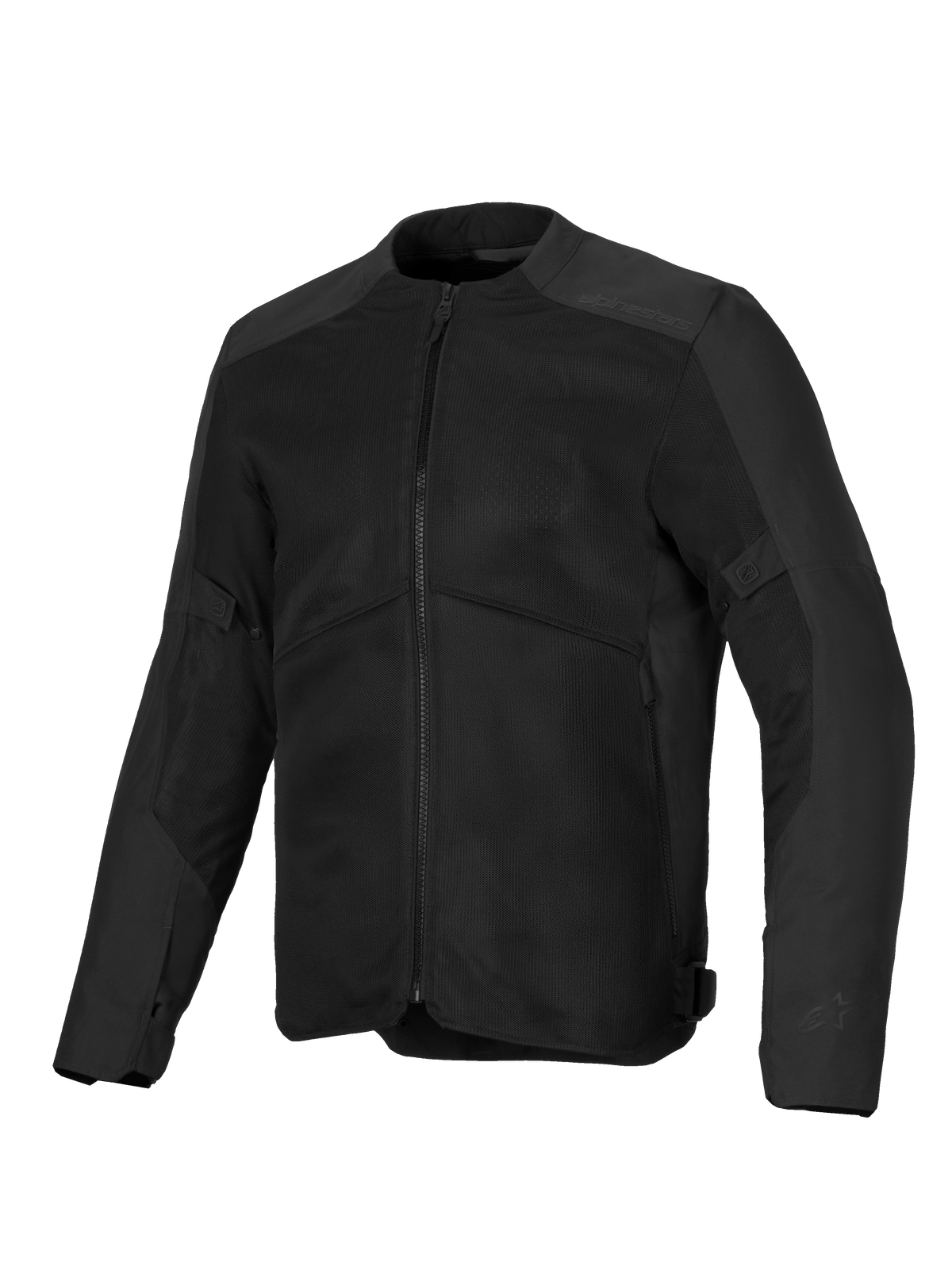 Alpinestars C-1 Air Jacket, Black Motorcycle Jacket, featuring large mesh ventilation panels, 450D polyfabric chassis, subtle embossed branding on shoulders, clean urban contemporary design for warm-weather riding