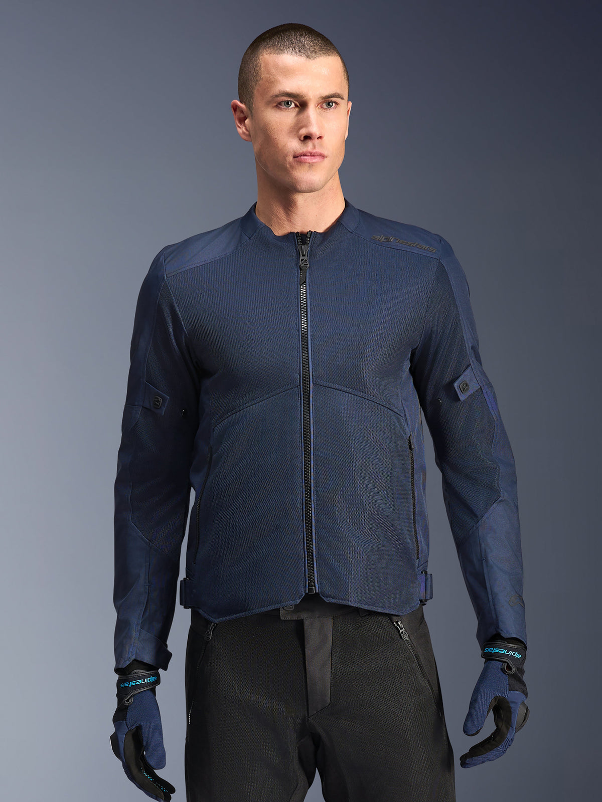 Alpinestars C-1 Air Jacka, blå urban motorcykeljacka för herrar med ventilerande meshpaneler och CE-certifierade skydd.