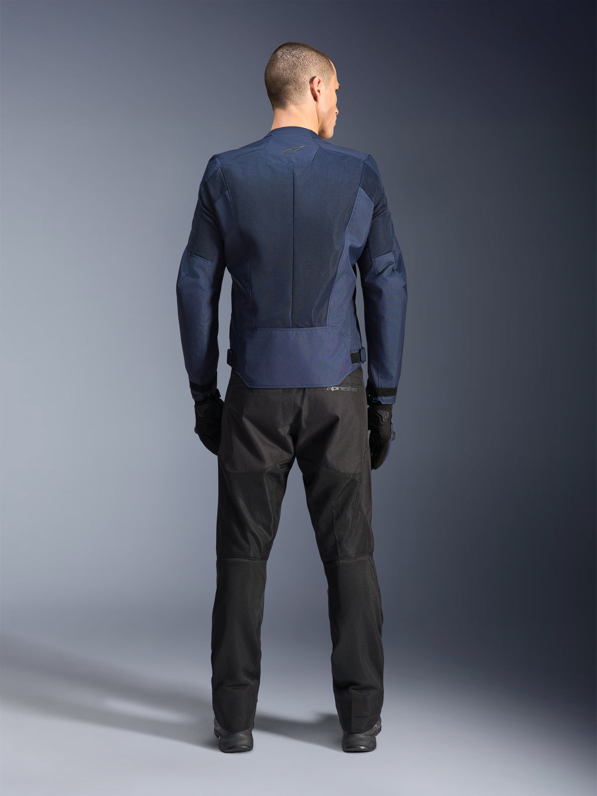 Alpinestars C-1 Air jacka, blå urban motorcykeljacka för herr, textil och teknisk mesh, vy bakifrån