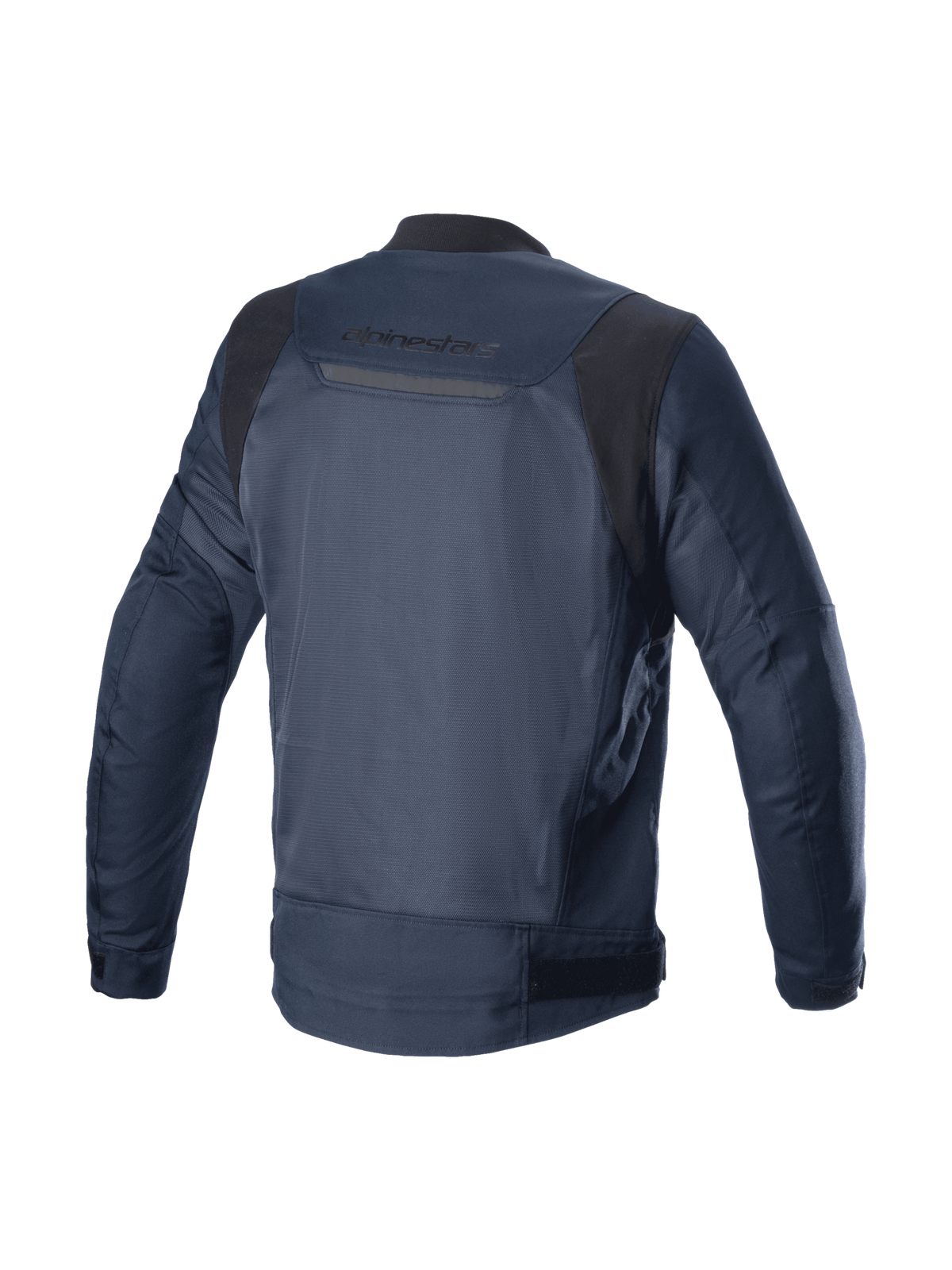Alpinestars Luc V2 Air jacka, marinblå och svart urban motorcykeljacka för herrar, vy bakifrån med mesh och reflex.