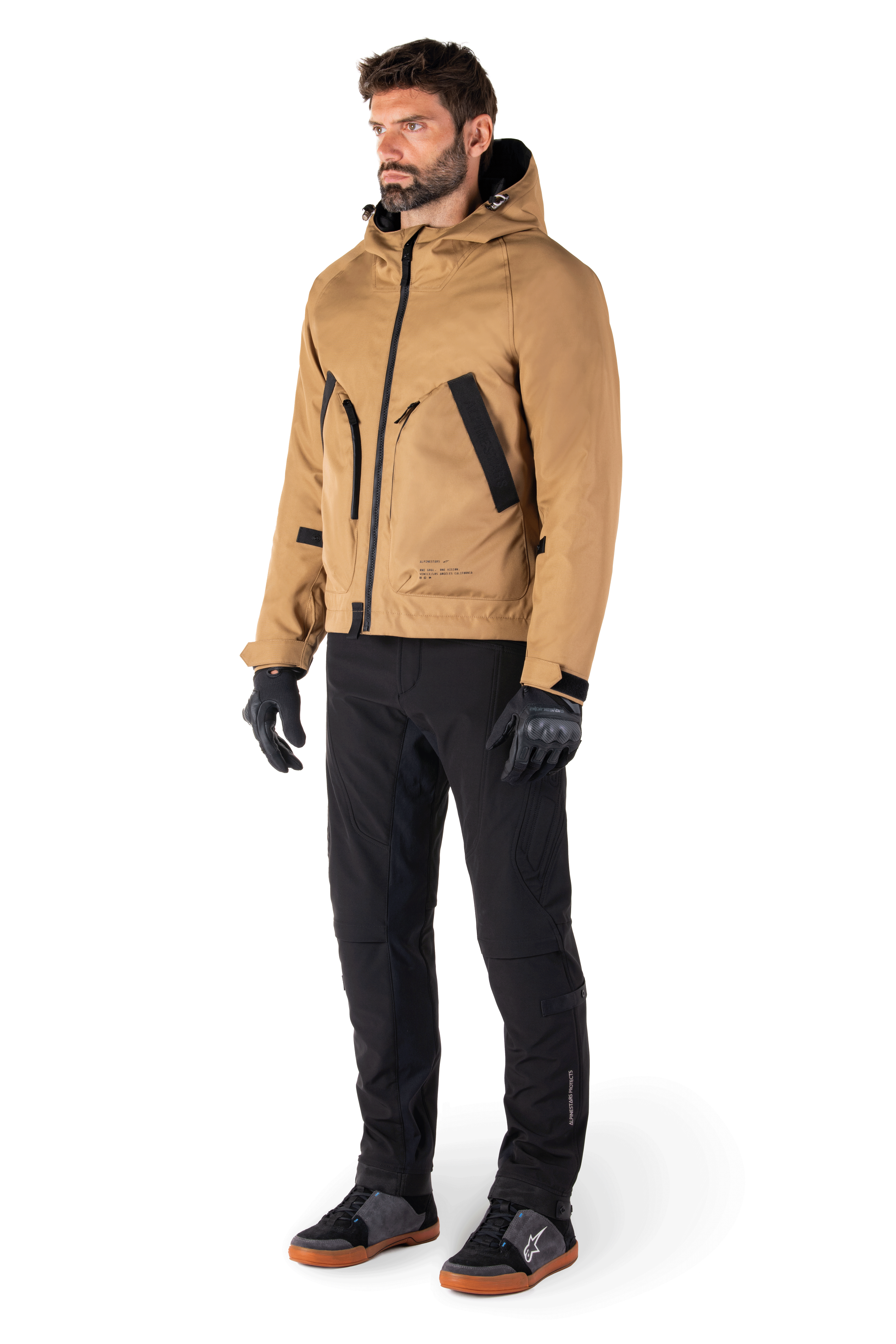 Alpinestars Alden Pants, Urban Motorcycle Pants, Black, 3-layer softshell textile with quilted detailing on legs and waist, regular fit streetwear-inspired riding trousers