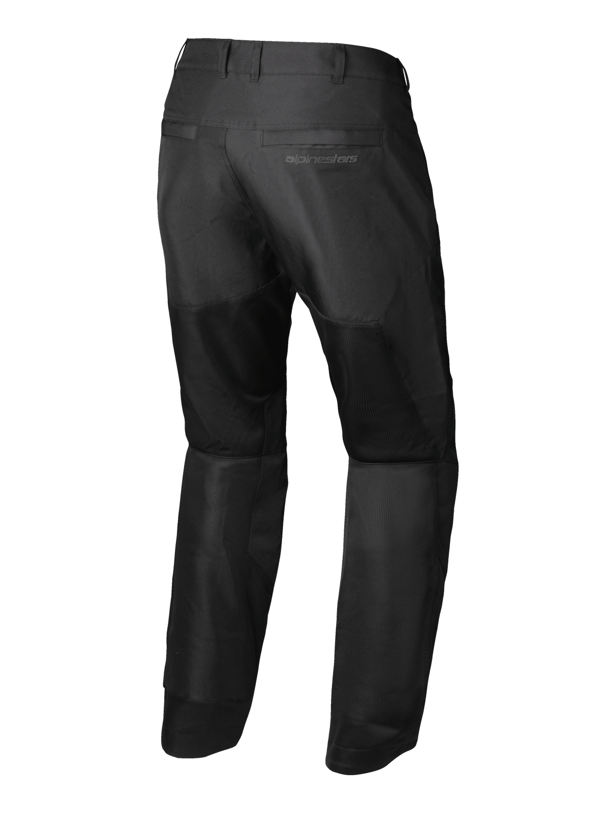Alpinestars C-1 Air Byxor, svarta urban motorcykelbyxor för men, baksida som visar meshventilation och CE klass A-skydd