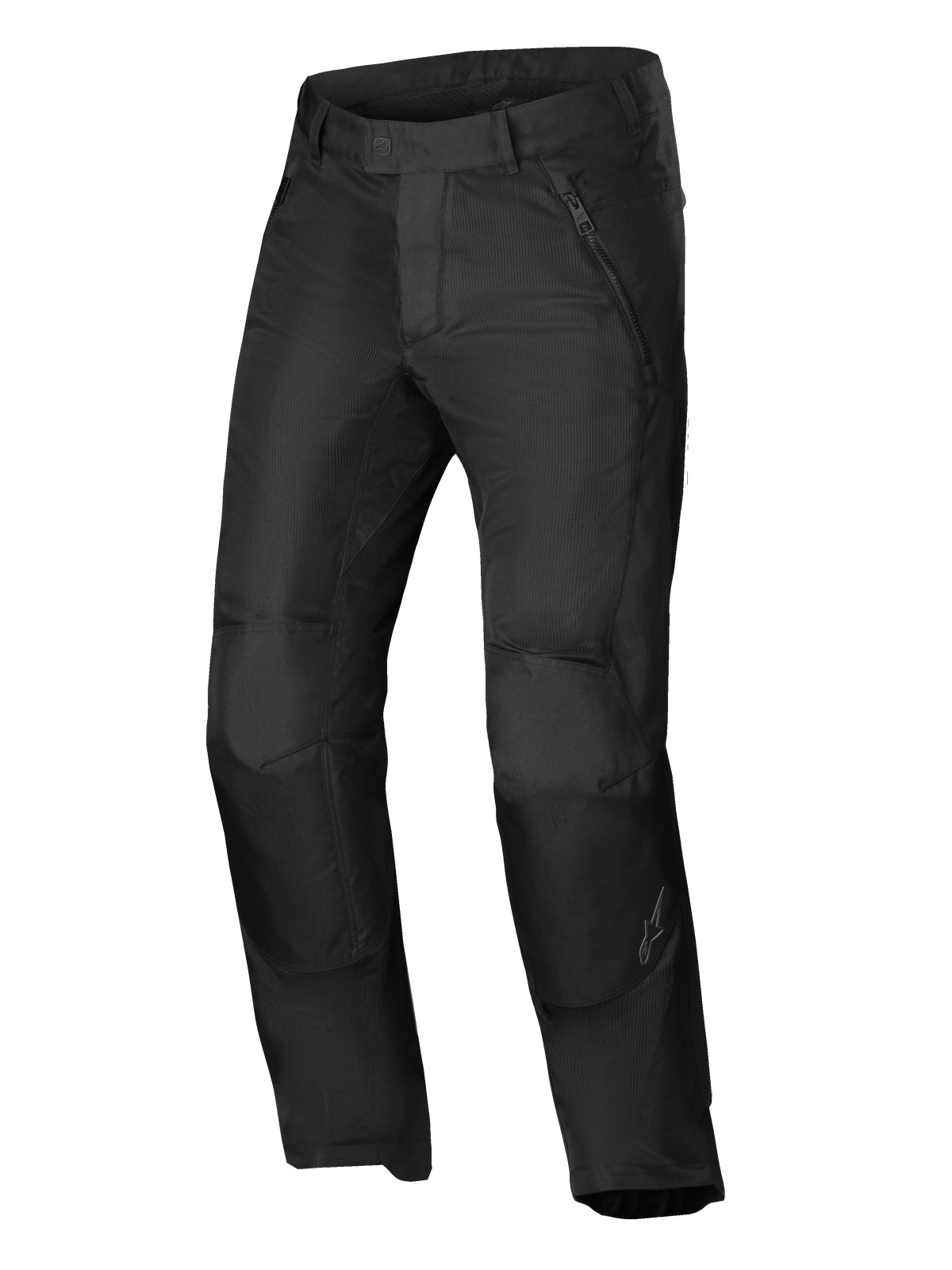 Alpinestars C-1 Air Byxor, svarta motorcykelbyxor i textil med meshpaneler, CE-certifierade för urban körning och optimalt luftflöde