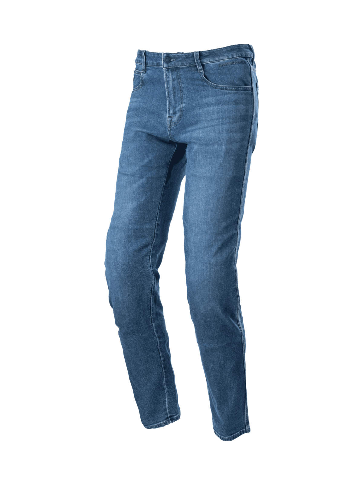 Alpinestars Radon standardpassform jeans, motorcykeljeans för herr, blå, CE-certifierade knäskydd, urban stil för stadskörning