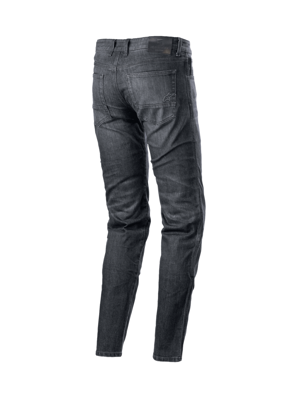 Alpinestars Sektor Standard Fit Jeans Byxor för man, svarta MC-jeans i stretchdenim med aramidförstärkning, vy bakifrån.