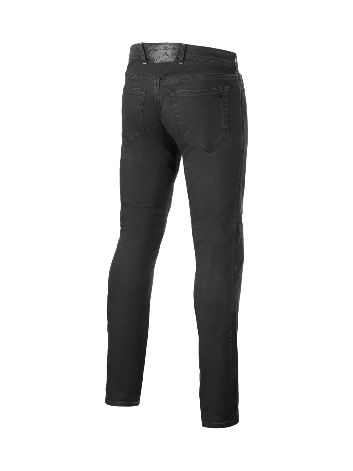 Alpinestars Copper V3 Denim Pants, Urban Motorcycle Riding Jeans for Men, Black Rinse, Straight Leg, Rear View.