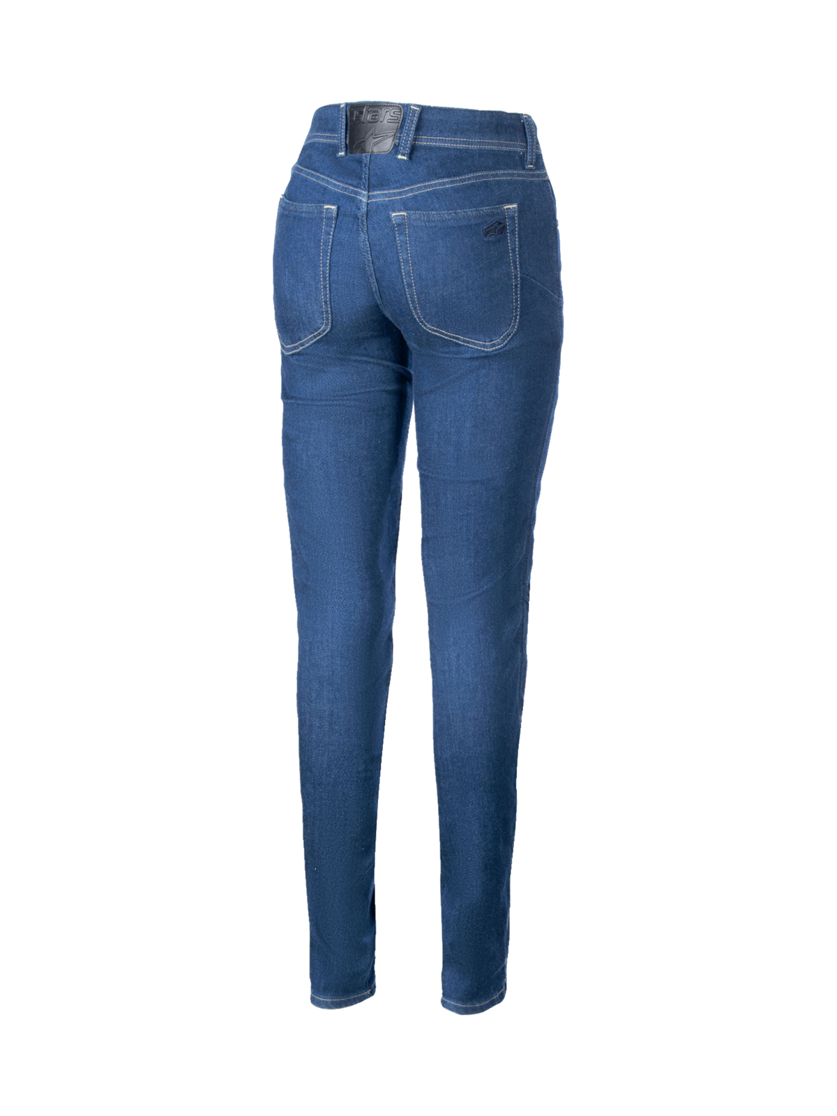 Alpinestars Daisy V3 Moto Jeans, damjeans för motorcykelkörning, blå, slim fit med aramidförstärkning och diskret logotyp på bakfickan.