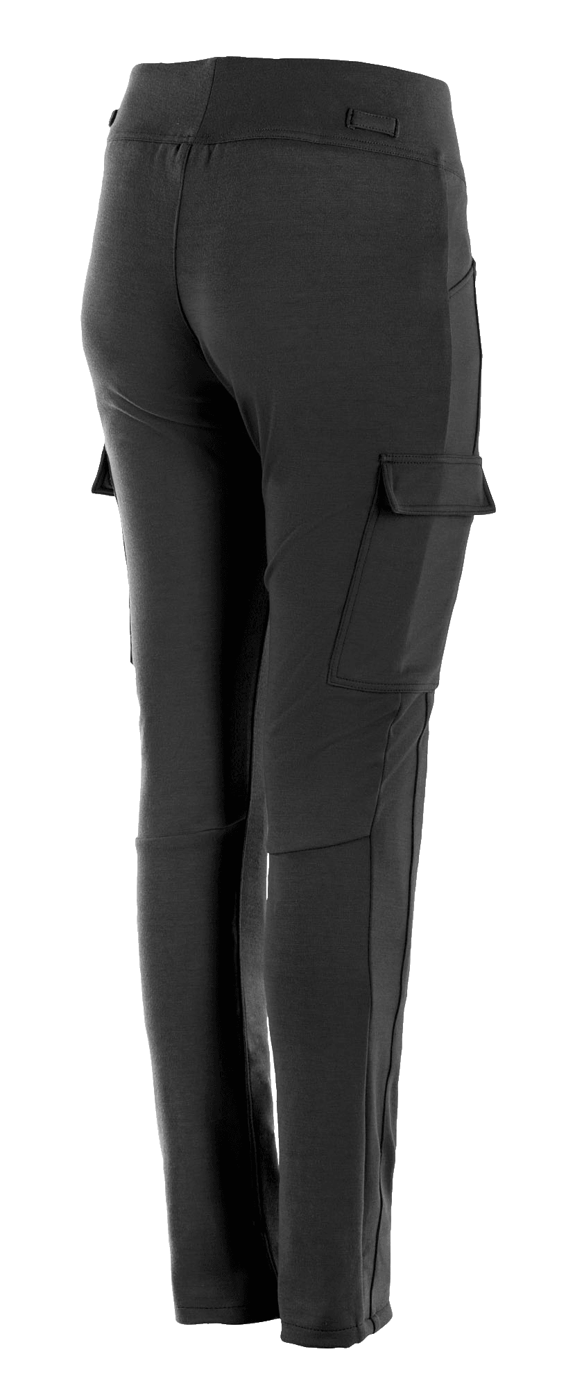 Alpinestars Women's Iria Leggings, Black, urban motorcycle riding pants featuring side cargo pockets with flaps, slim performance fit with elasticated waistband, rear three-quarter view