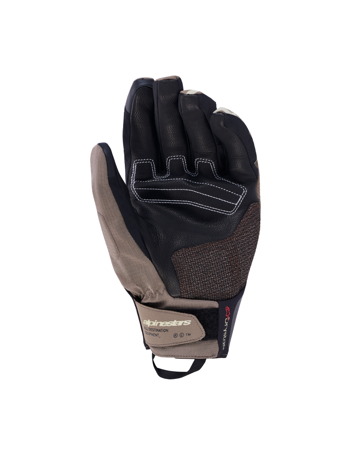 Alpinestars Harok Pro Drystar handskar, äventyrsmotorcykelhandskar, bruna och svarta, vattentätt Drystar-membran, läderhandflatkonstruktion