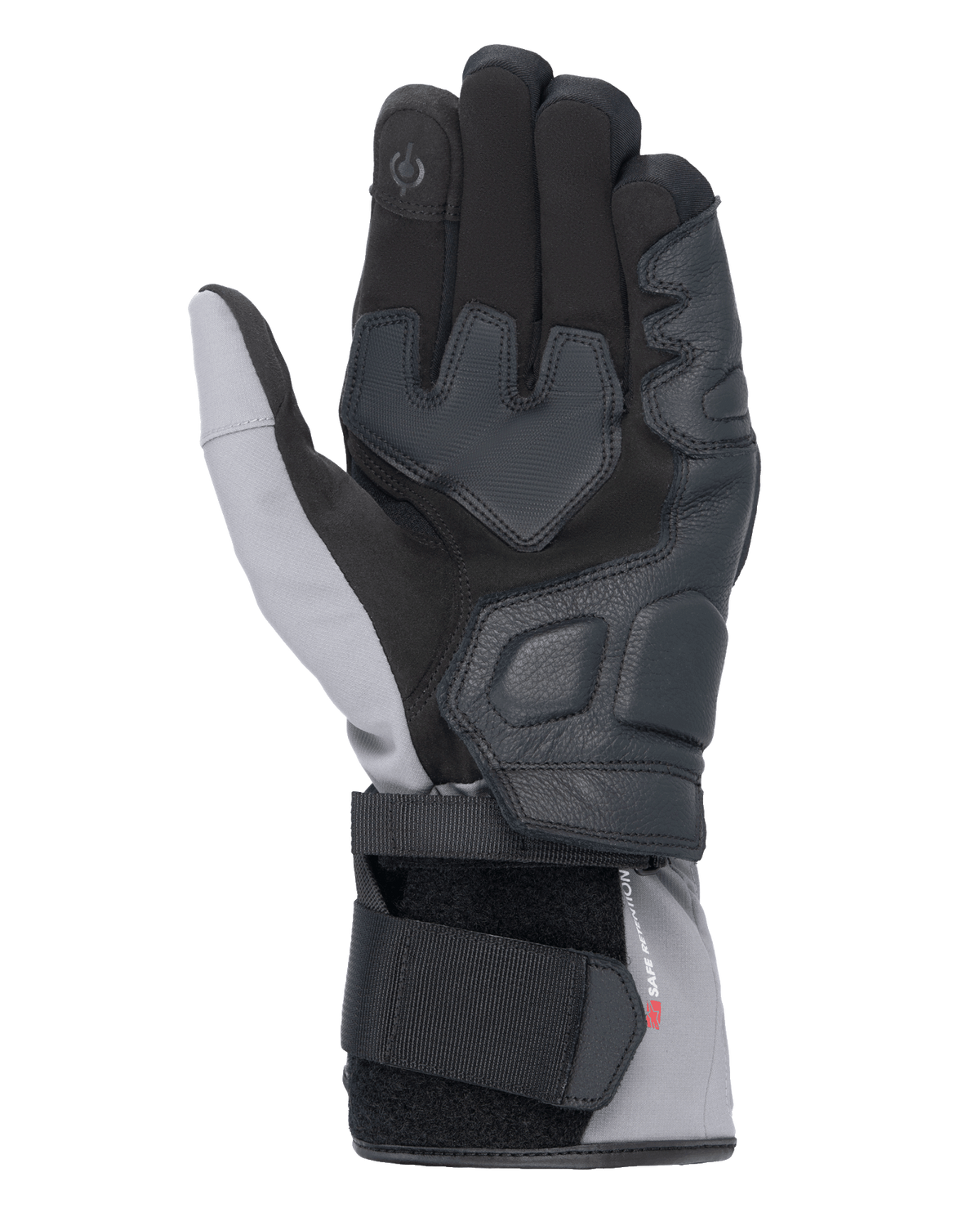 Alpinestars Tourer W-7 V2 Drystar®-handskar, handflata, svarta och mörkgrå, vinterhandskar för motorcykel med läderförstärkningar i handflatan, pekskärmskompatibelt pekfinger och dubbelt stängningssystem för en säker passform
