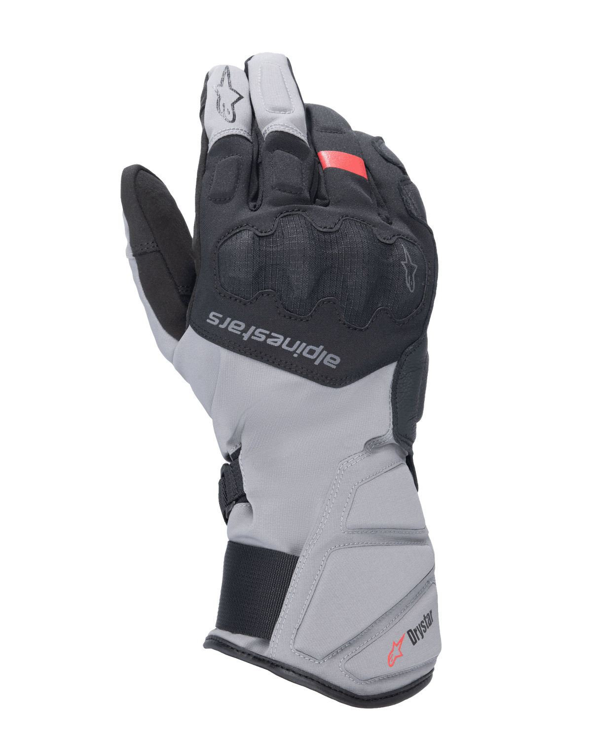 Alpinestars Tourer W-7 V2 Drystar-handskar, motorcykelhandskar för touring, svart och mörkgrå med röd detalj, vattentät vinterdesign med lång manschett, täckt SP Lite-knogskydd och justerbart stängningssystem