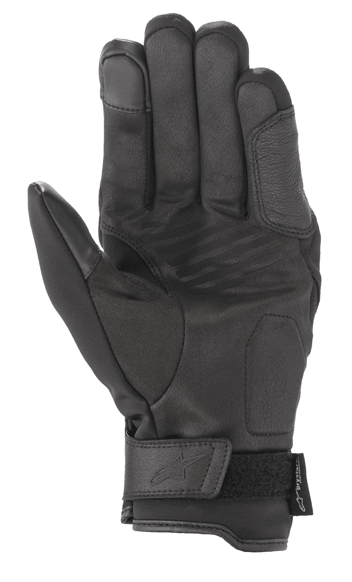 Alpinestars Syncro V2 Drystar® Gloves, Black, Urban Motorcycle Gloves, palm view featuring reinforced synthetic suede construction, padded zones for protection, and adjustable wrist closure with embossed logo.