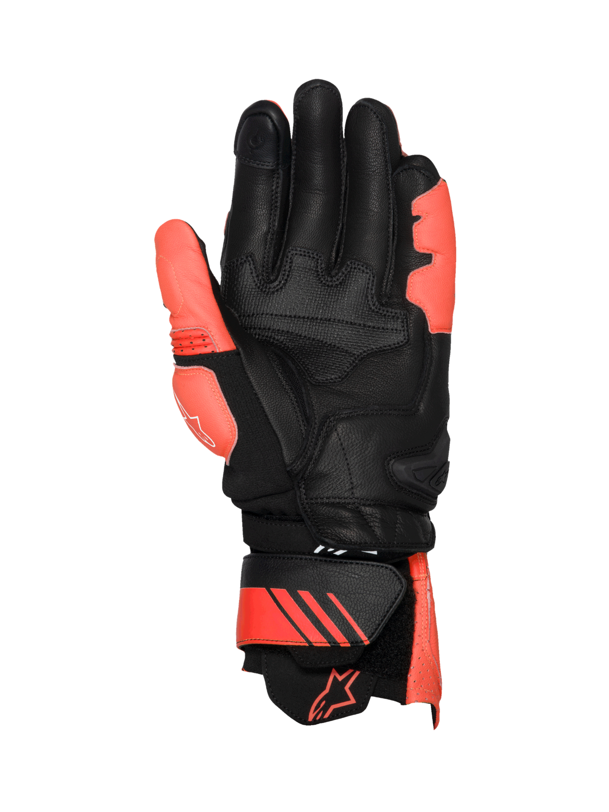 Alpinestars GP Plus R V3 läderhandskar, racinghandskar för herr, svarta och röd fluo, med TPU-handflateslider och premium läderkonstruktion för banracing.