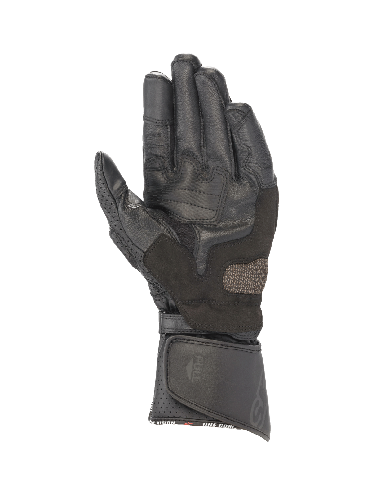 Alpinestars SP-8 V3 handskar, svarta racinghandskar i läder för herrar, förstärkt handflata och justerbar lång manschett.