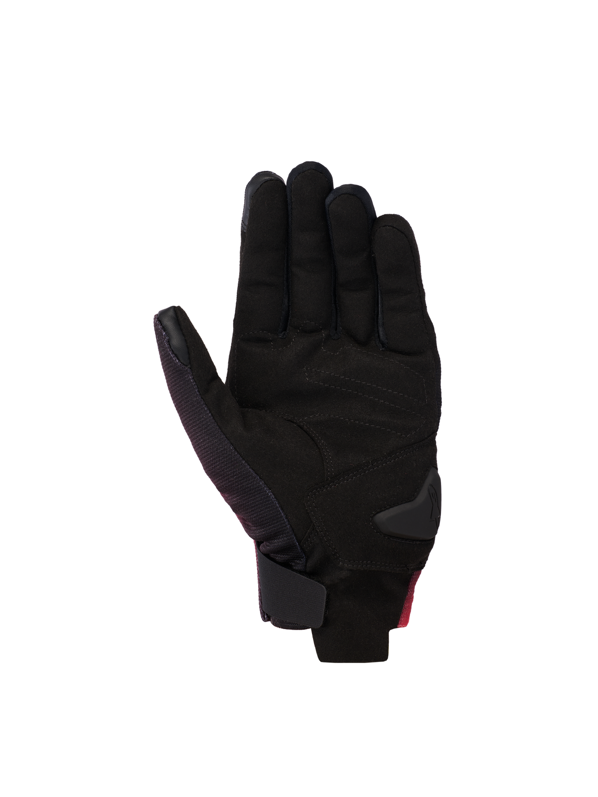 Alpinestars Reef V2-handskar, motorcykelhandskar, Black Red Fluo White, handflata i syntetmocka med vadderade förstärkningar, kort manschett med kardborreknäppning vid handleden