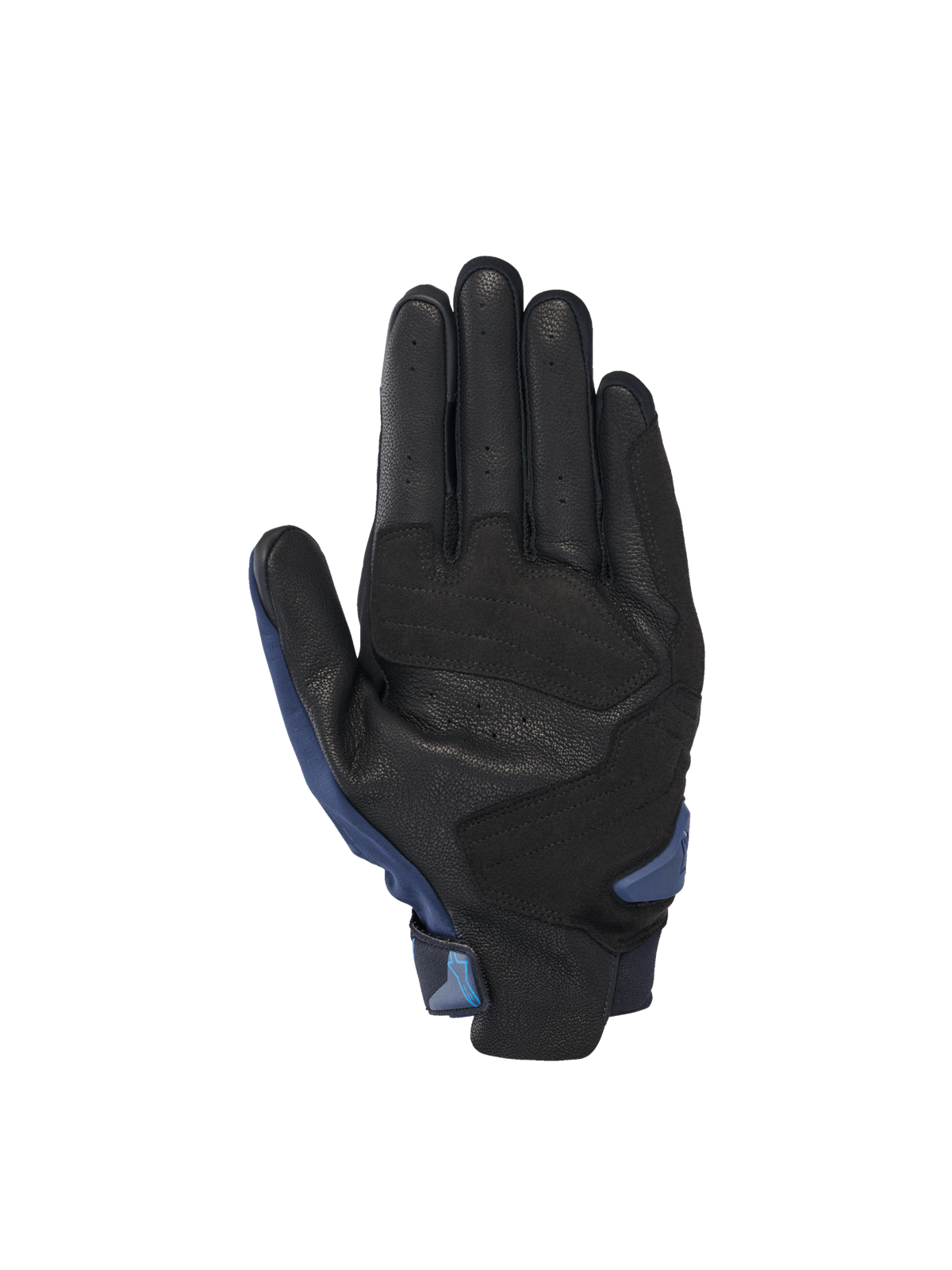 Alpinestars SP X 3 handskar för roadracing, vy av handflata i svart perforerat läder med mörkblå detaljer och förstärkningar
