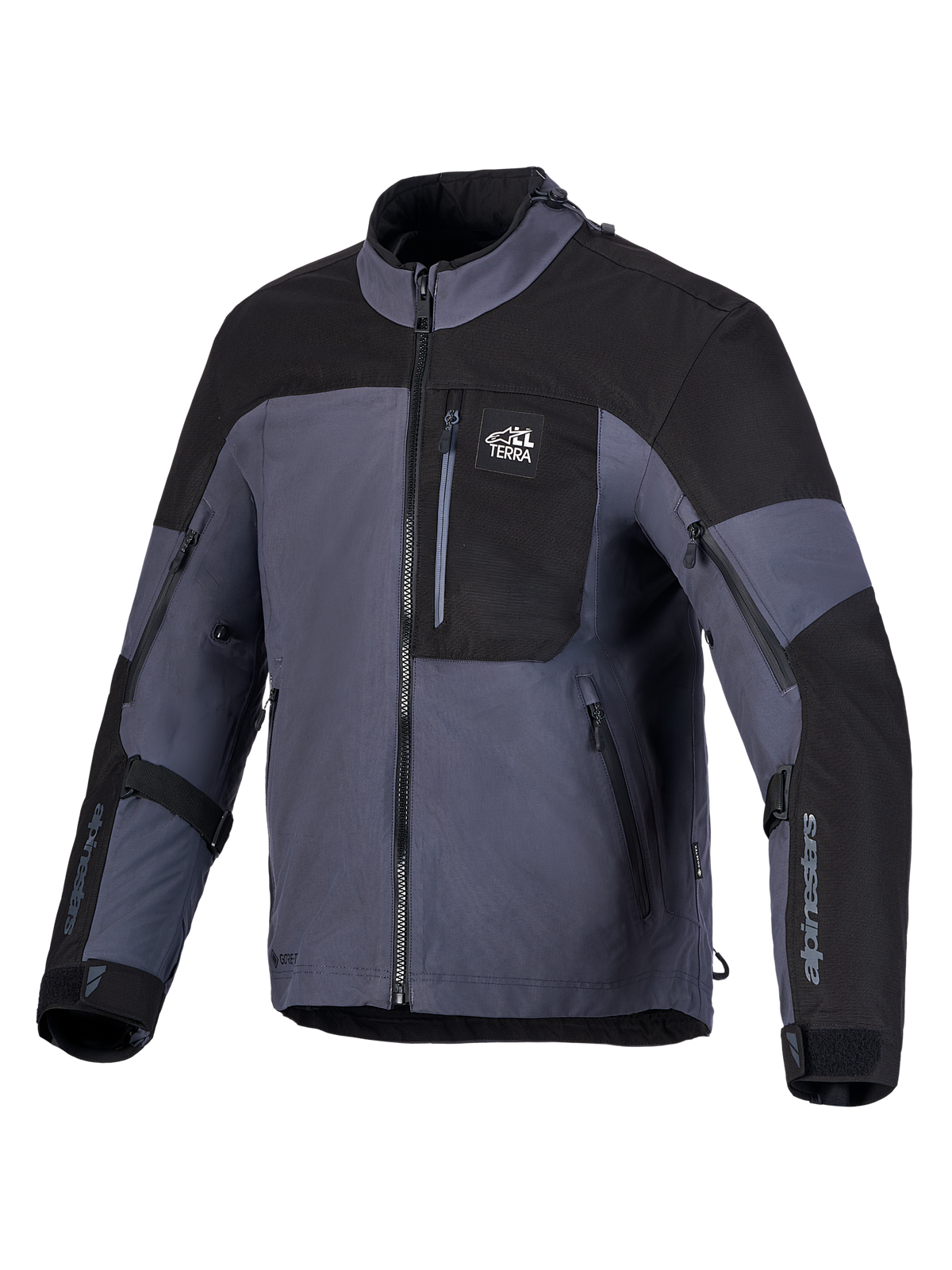 Alpinestars Arenis Gore-Tex jacka, äventyrstouring motorcykeljacka i svart och mörkgrå, med GORE-TEX laminerad konstruktion och vattentät design