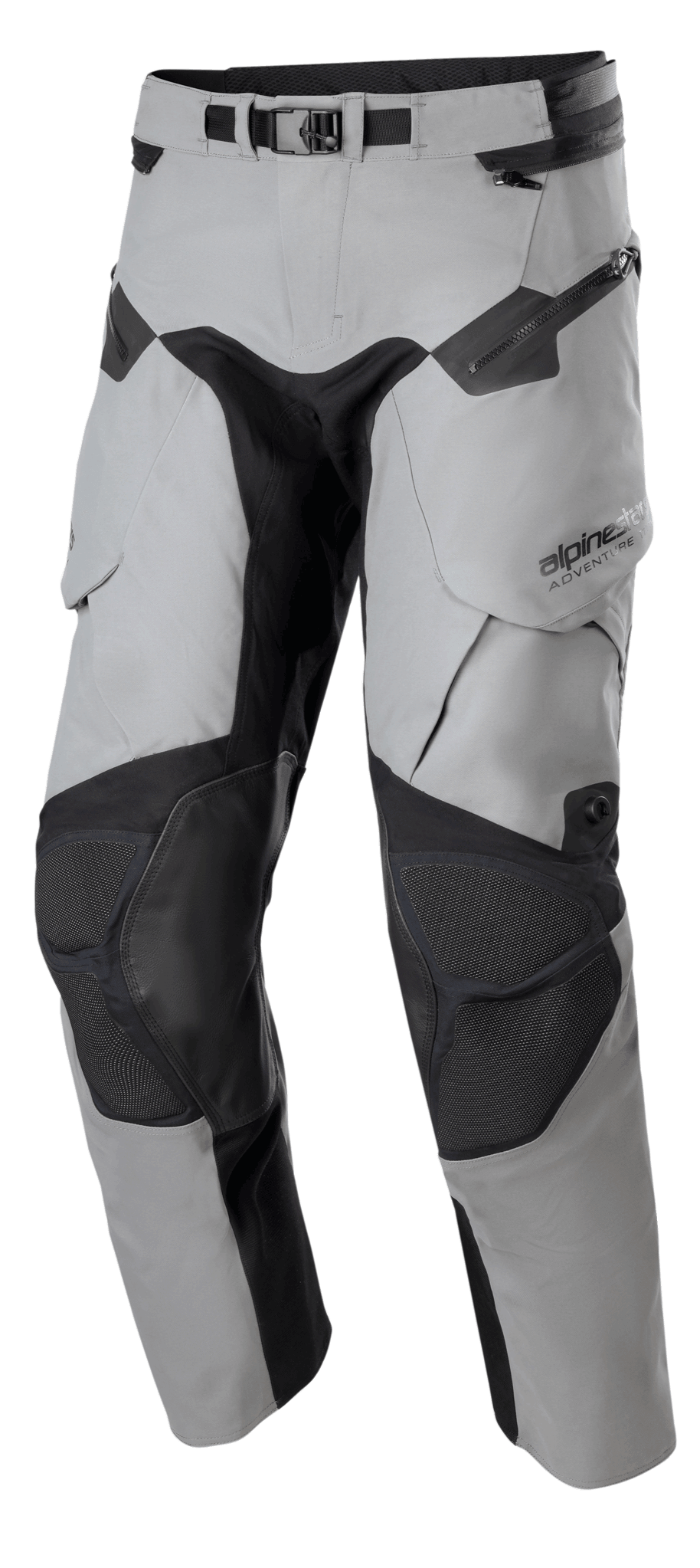 Alpinestars Boulder 3L GORE-TEX byxor, motorcykelbyxor för äventyrstouring, mörkgrå och svarta, med förstärkta Superfabric-knäpaneler, benfickor med dragkedja och justerbart midjebälte, slitstark vattentät konstruktion för terräng- och äventyrskörning