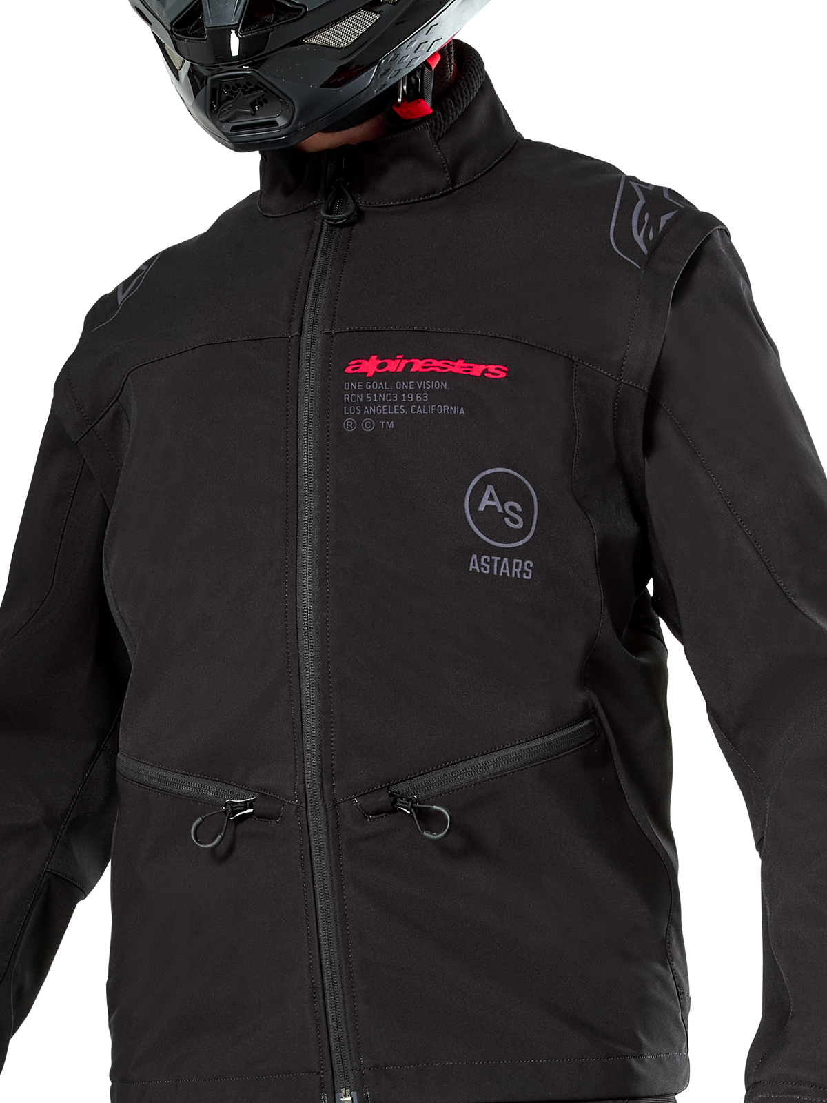 Alpinestars Lite-Dura Softshell-jacka, svart, vindtät offroad- och endurojacka, modulär design med avtagbara ärmar och fleecefoder, minimalistisk teknisk stil