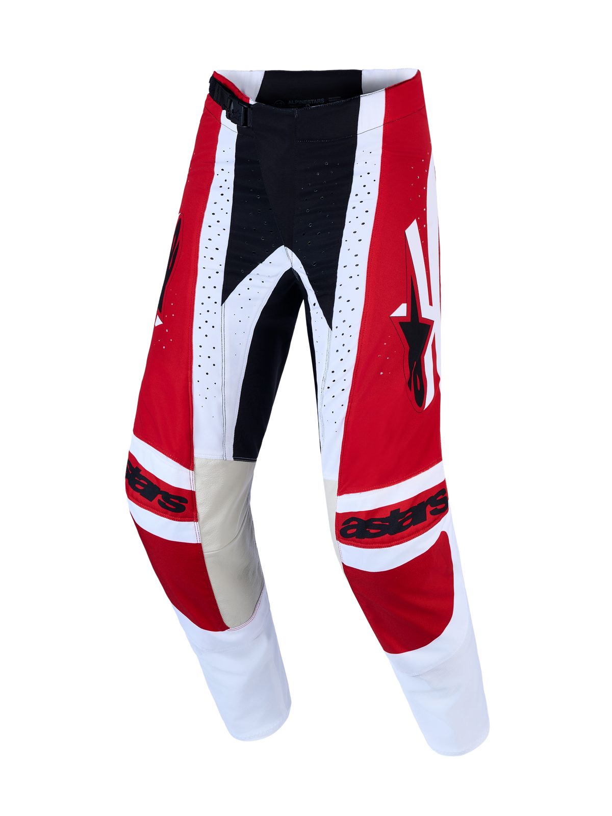 Alpinestars Techstar Maven byxor, motocrossbyxor för herrar, röda och vita, slitstark 600D polytygkonstruktion för racing.
