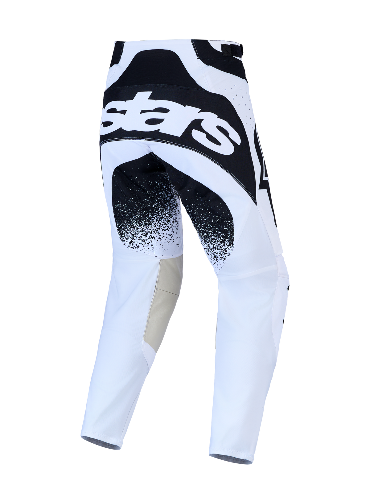 Alpinestars Techstar Swan byxor och gear set, vita och svarta motocrossbyxor med stretch och läderdetaljer, vy bakifrån.