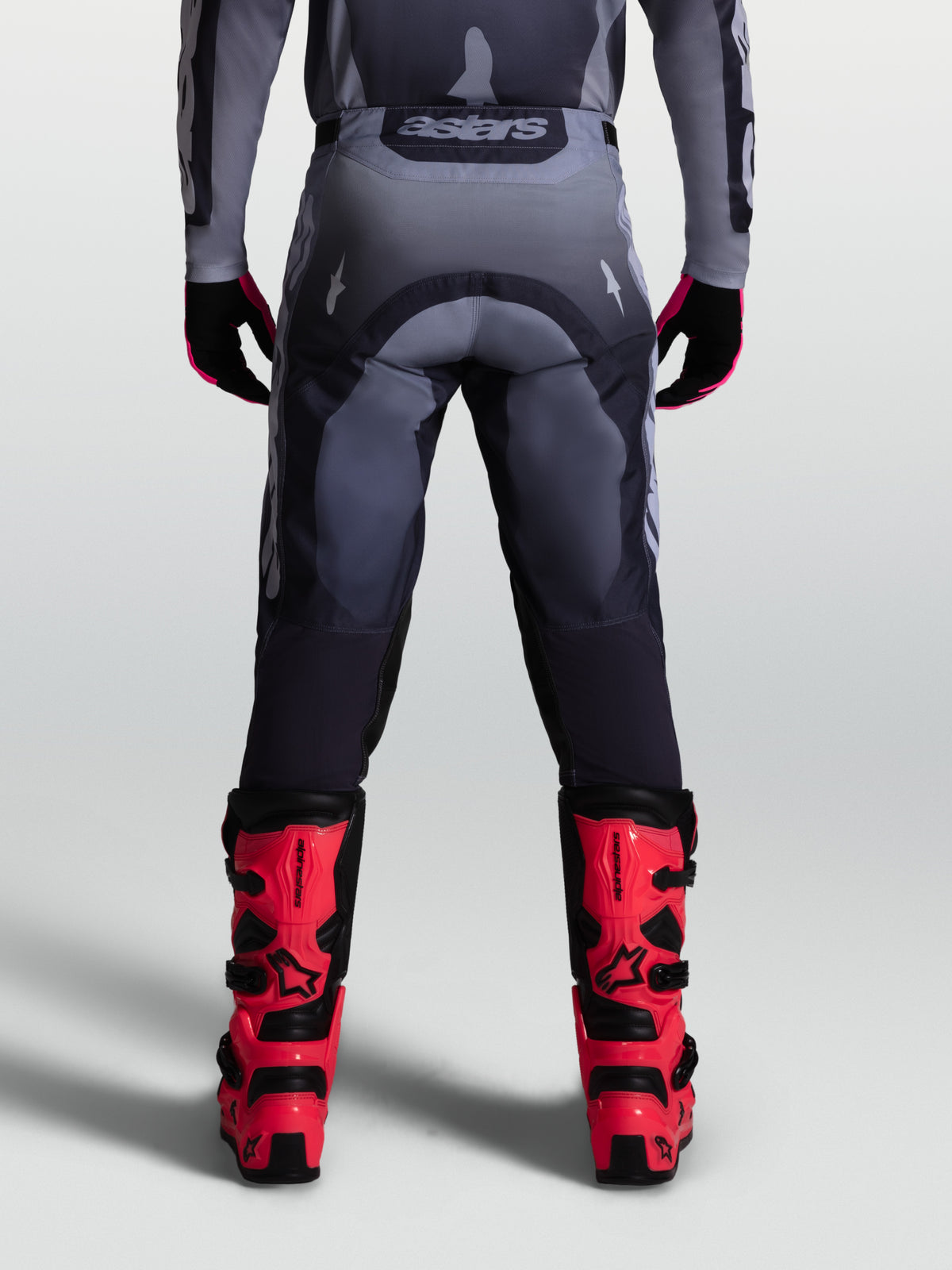 Alpinestars Racer Amber Pants, Men's Motocross Racing Pants, Graystone and Cold Gray, durable 600D polyfabric, rear view.