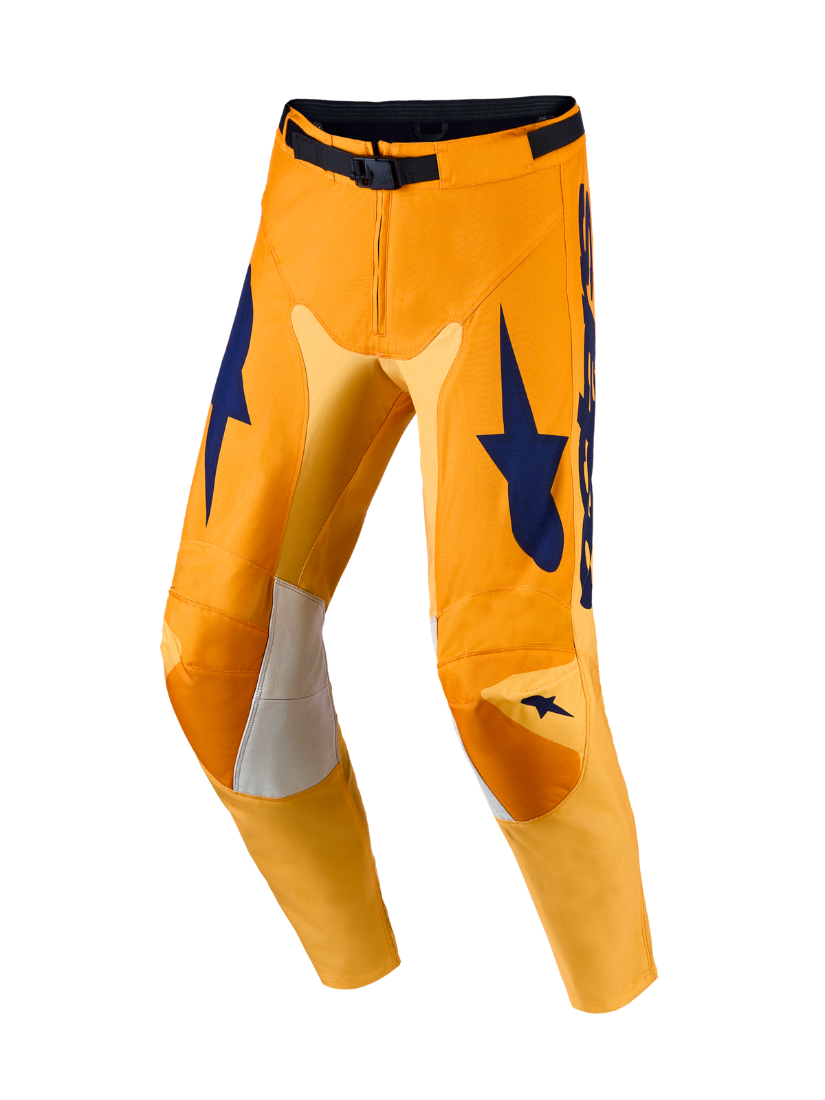 Alpinestars Racer Amber byxor AND Racer Amber utrustningsset, motocrossbyxor för herrar, orange och mörkblå med hållbara stretchpaneler och förböjd konstruktion för terrängkörning