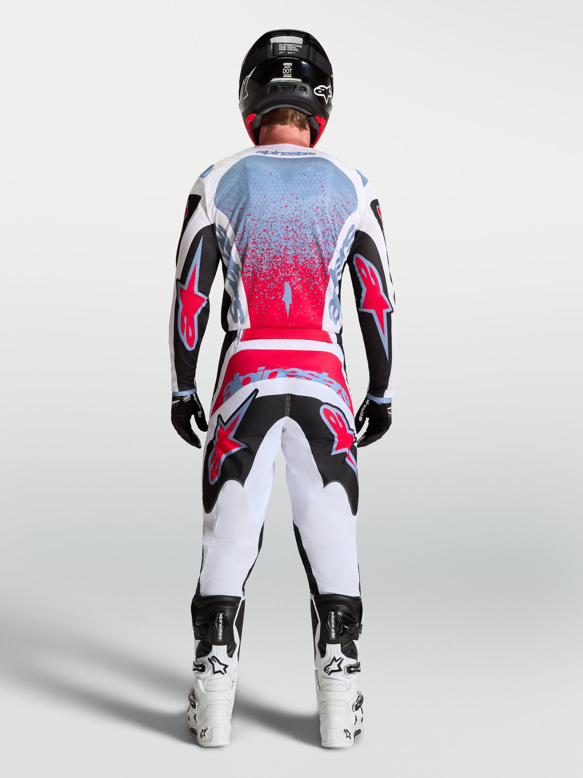 Alpinestars Fluid Drag Pants, Motocross Gear, Men, Black and White with Red Fluo, ergonomic 3D pattern construction.