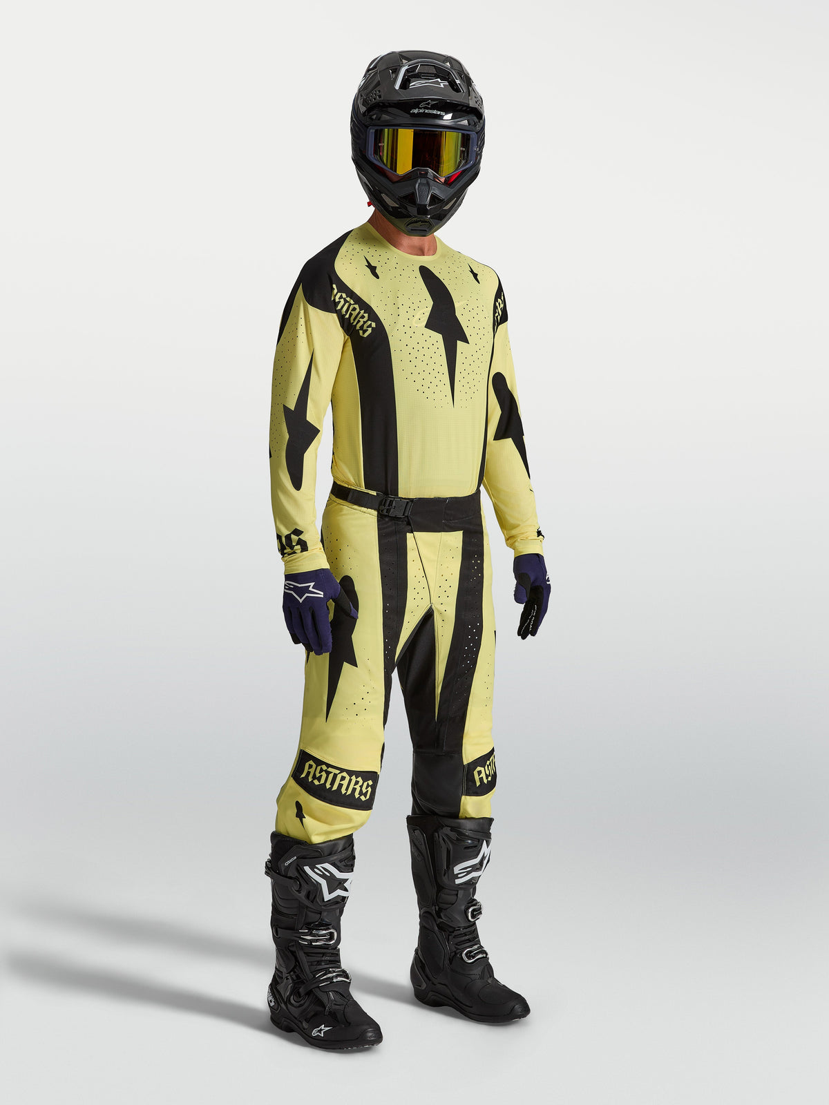 Alpinestars Techstar Atrox Pants and Gear Set, Motocross Racing Kit, Men's, Yellow and Black, durable stretch construction.