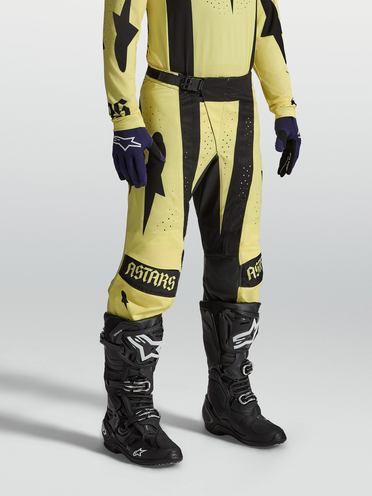 Alpinestars Techstar Atrox byxor, motocrossbyxor för herr, gula och svarta, slitstark stretch och ventilation för terrängkörning