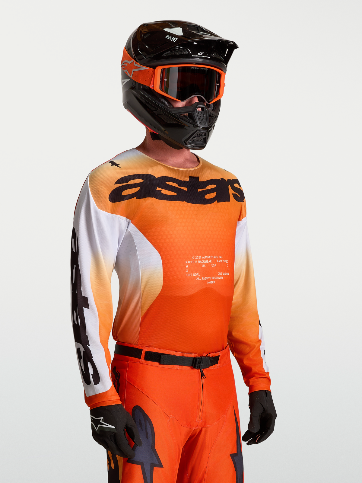 Alpinestars Racer Amber tröja, motocrosströja för herrar, orange och vit, lättviktspolytyg för terrängkörning