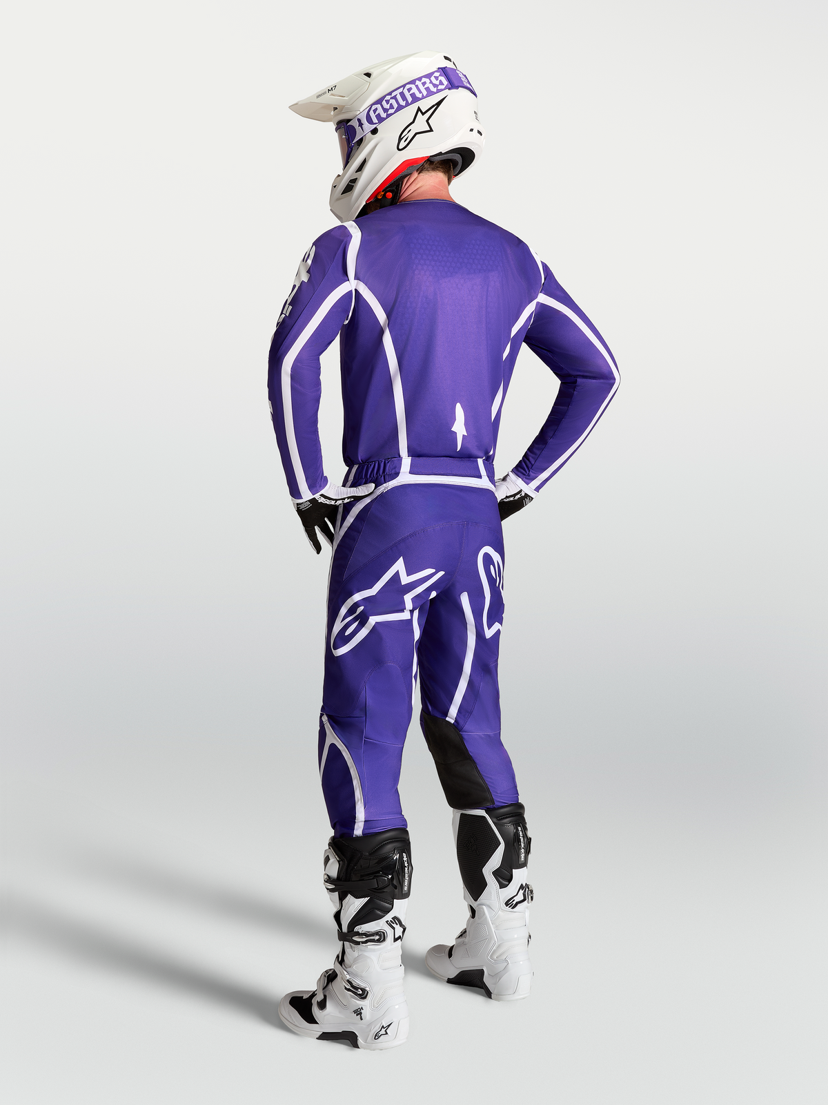 Alpinestars Fluid Apex V2 tröja, motocrosströja för herrar, mörkblå och vit, atletisk passform, vy bakifrån.