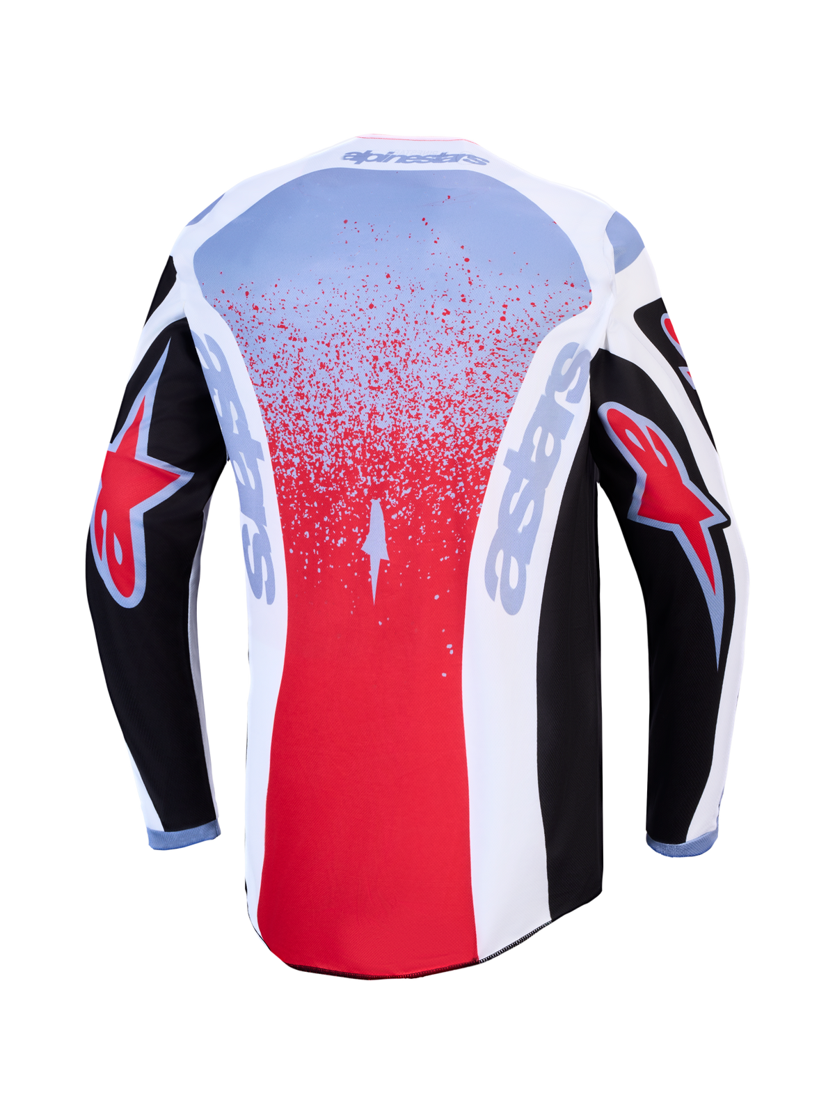 Alpinestars Fluid Drag Jersey, Motocross Jersey, Men's, Black and Red with White, breathable textile featuring a drop tail.