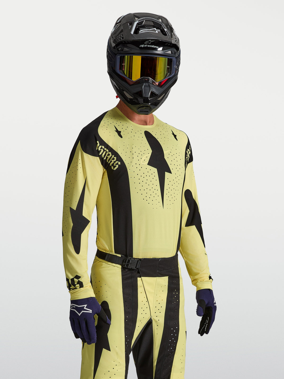 Alpinestars Techstar Atrox tröja, gul och svart motocrosströja för herr med laserskurna perforeringar och racingpassform.