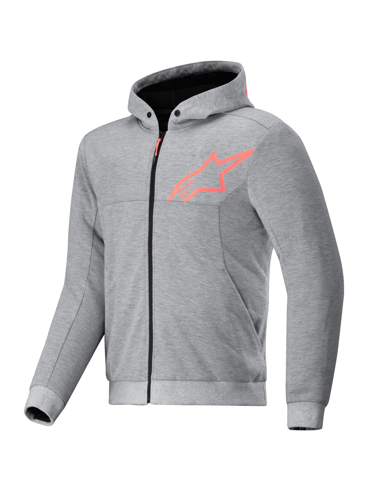 Alpinestars Chrome V2 Sport jacka med huva, grå och röd fluo, urban motorcykeljacka för män i teknisk fleece, Tech-Air Ready.