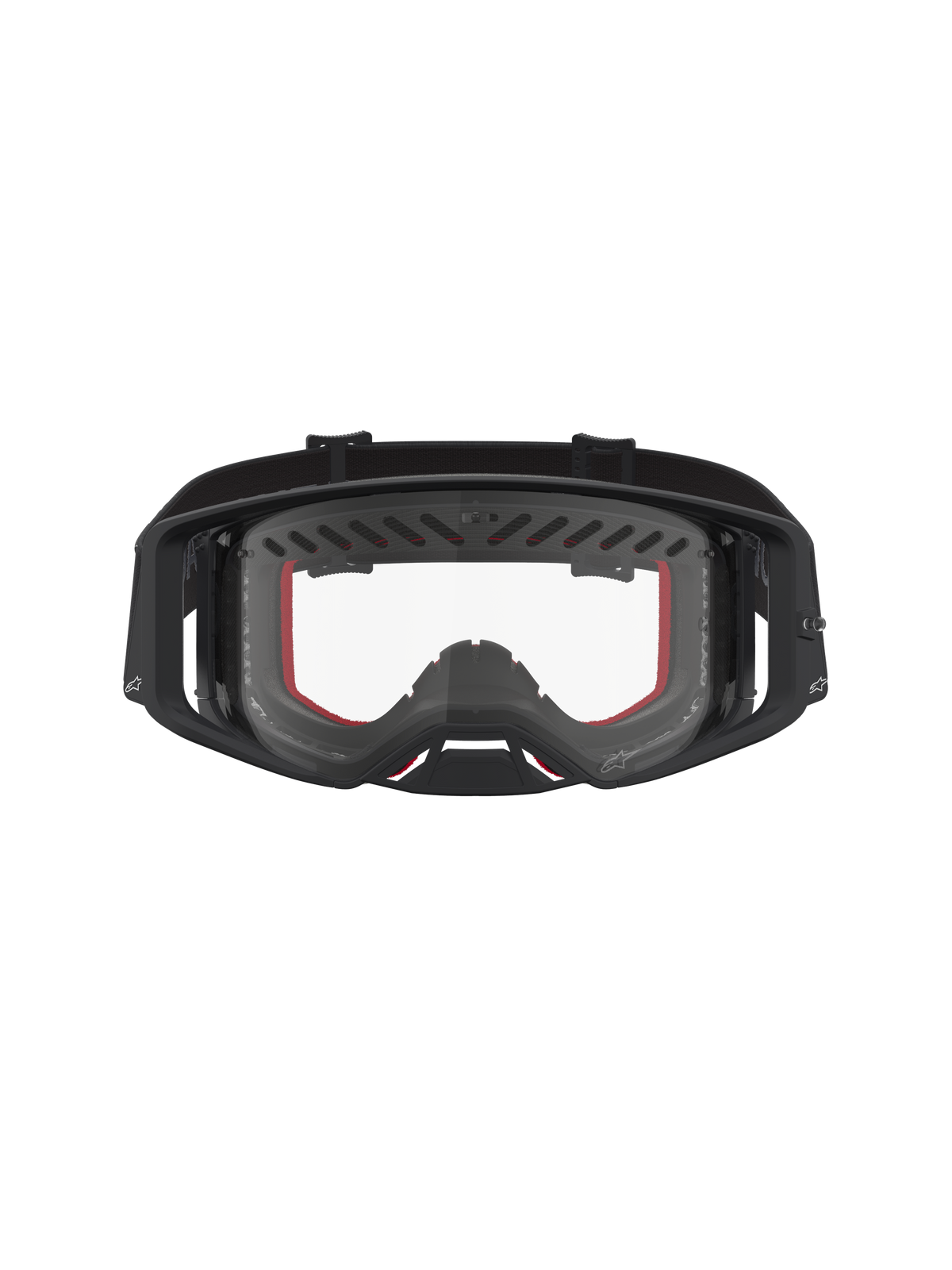 Alpinestars Supertech Dura Air Fluid motocrossgoggles, racing, svarta och röda, klar lins och ventilerad ram.