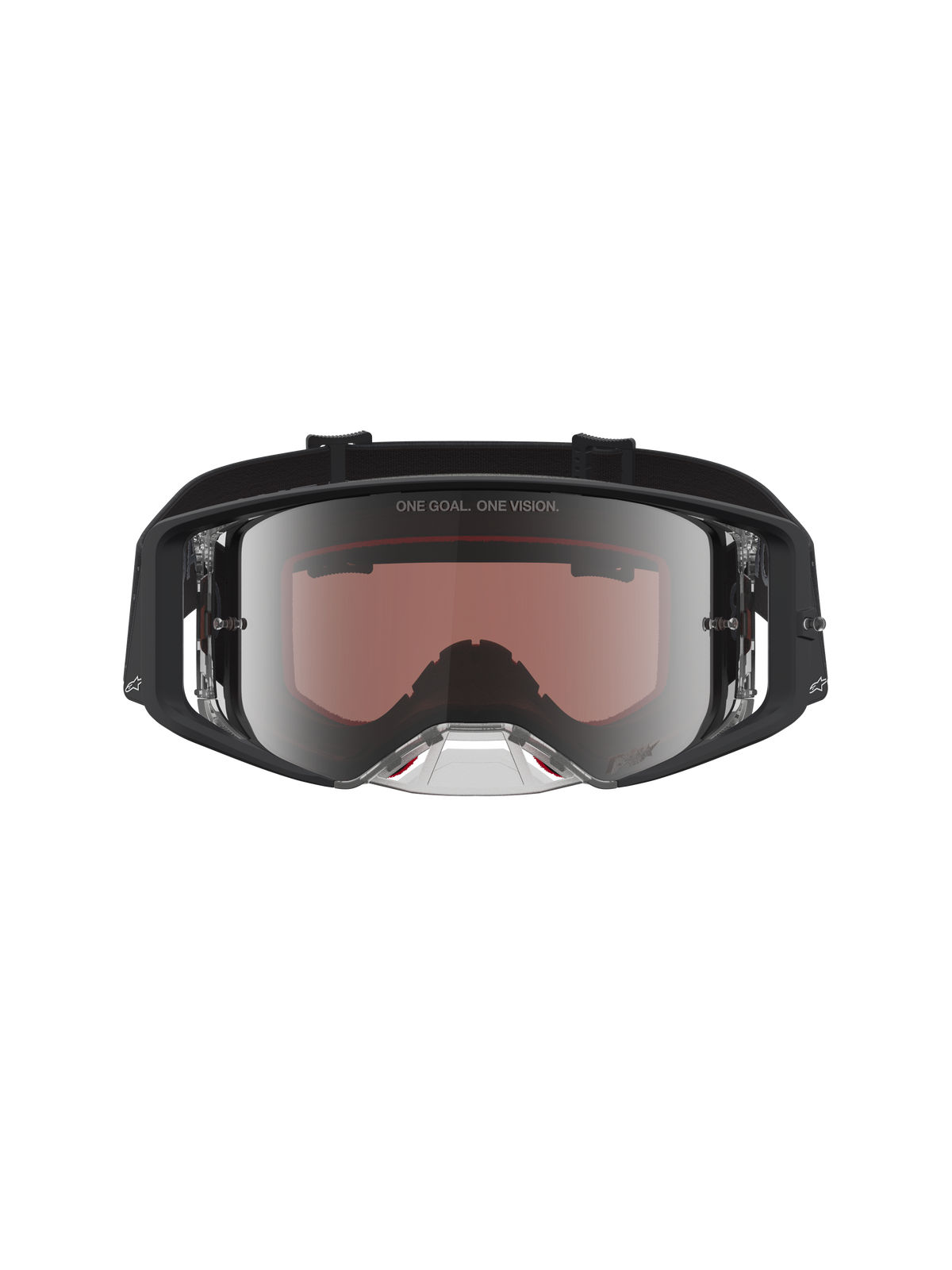 Alpinestars Supertech Cloak Goggles, svarta motocrossglasögon med silver spegelglas i polykarbonat, racingdesign.