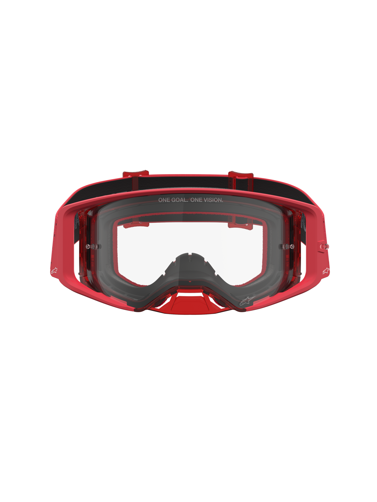 Alpinestars Supertech Vesta Goggles, röda motocrossgoggles för terrängkörning med klar lins, formsprutad ram och brett perifert seende.