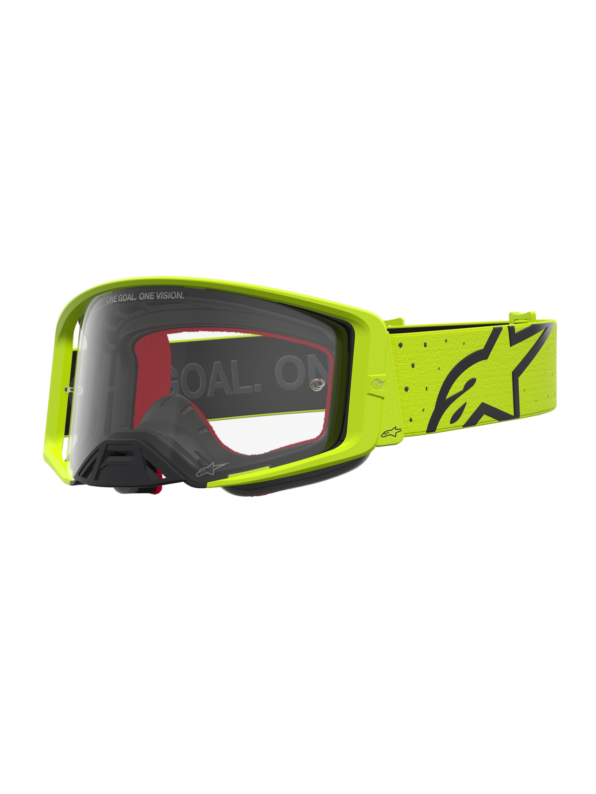 Alpinestars Supertech Vesta goggles i gul fluo och svart med klar lins för racingprestanda.