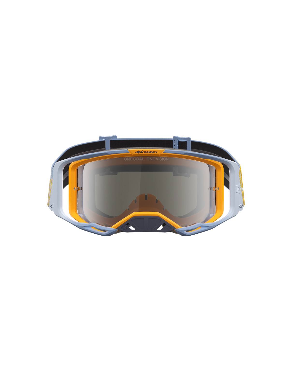 Alpinestars Vision 8 Maven goggles, motocross-goggles för terrängkörning, dammblå och orange med silverspegellins, flexibel A-FLEX-ram och RAM-AIR-ventilation.