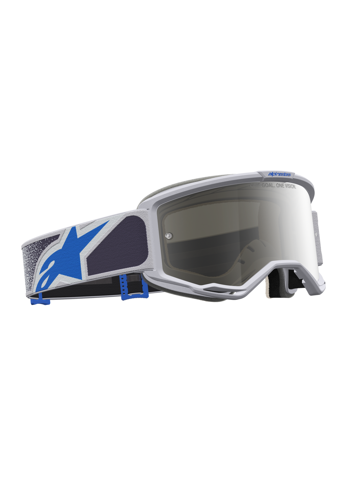 Alpinestars Vision 5 Drag Goggles, motocrossgoggles, ljuslila och blå med silverfärgad spegellins, flexibel A-FLEX-ram, brett synfält och RAM-AIR-ventilation för terrängkörning