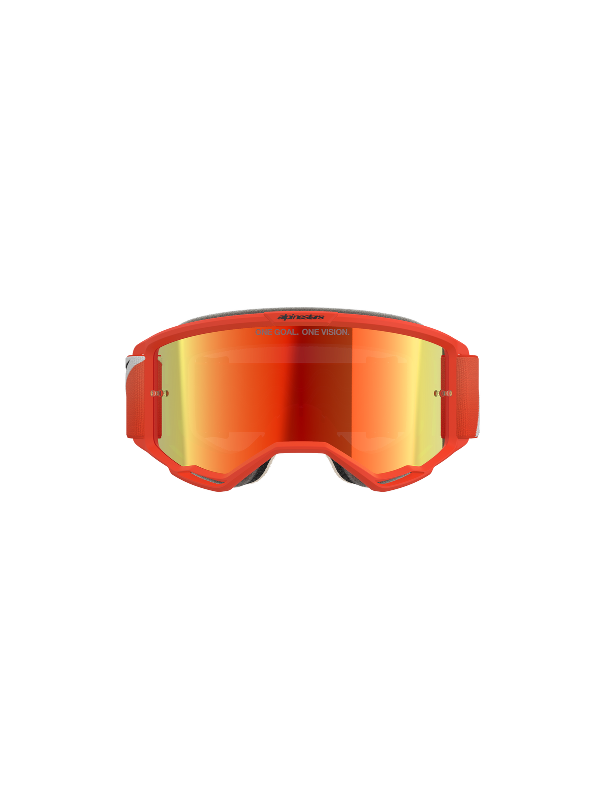 Alpinestars Vision 5 Corp Goggles, Motocross Goggles, Orange frame with Orange Mirror Red reflective lens, red adjustable strap, sleek off-road performance design