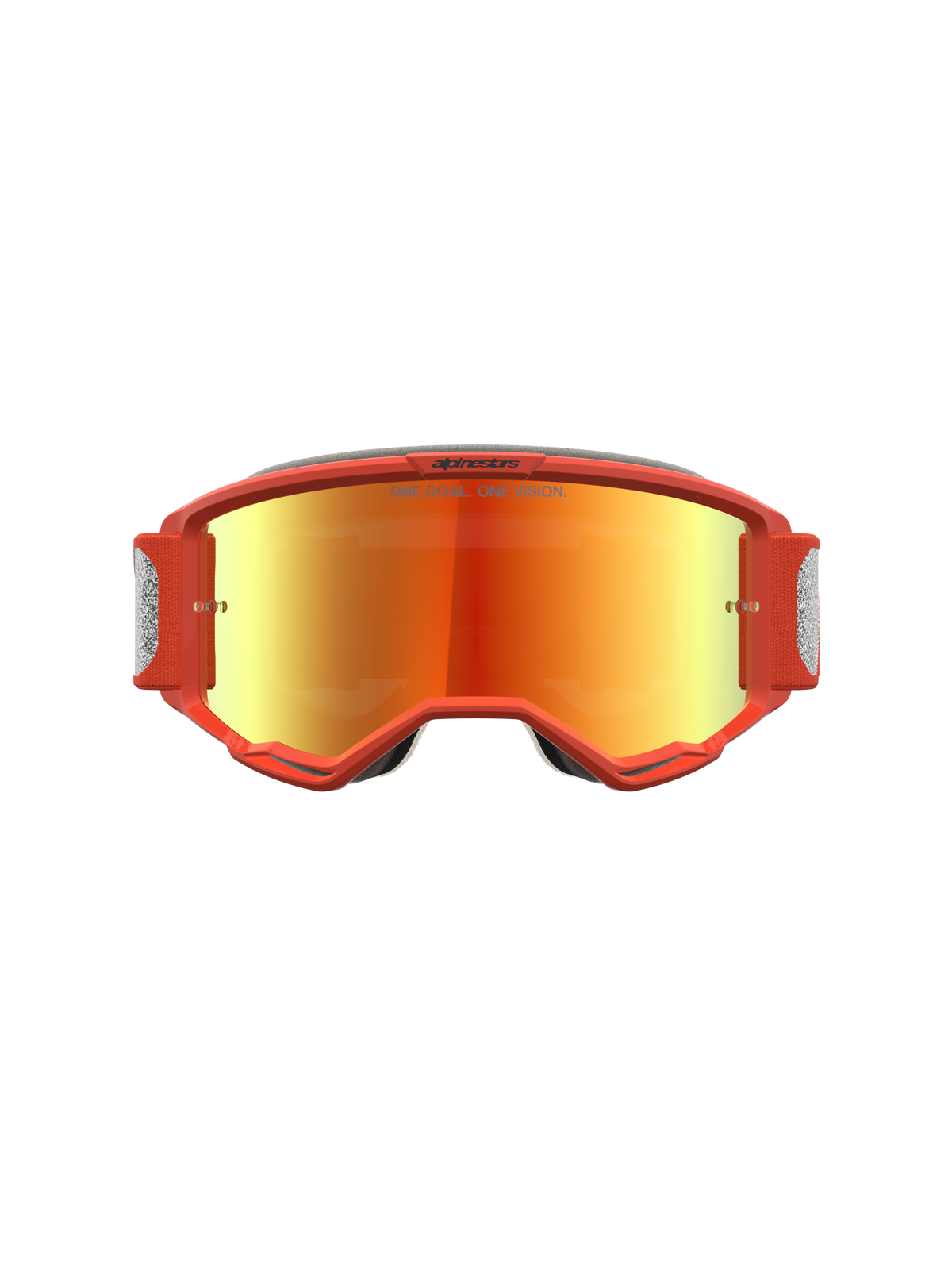 Alpinestars Vision 5 Rora motocrossgoggles med orange båge och spegellins i silver och orange, A-FLEX-ram och RAM-AIR-ventilation för terrängkörning